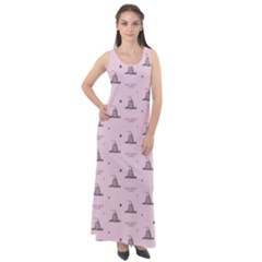 Gadsden Flag Standard Color Pink Gadsden Flag Pattern3 Stars K Gadsden Flag Pattern3 Black Background Sleeveless Velour Maxi Dress by snek