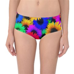 Colorful Sunflowers                                                   Mid-waist Bikini Bottoms by LalyLauraFLM