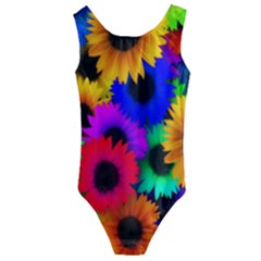 Colorful Sunflowers                                                  Kids  Cut-out Back One Piece Swimsuit by LalyLauraFLM