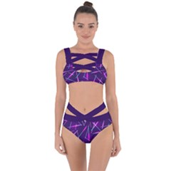 Retrowave Aesthetic Vaporwave Retro Memphis Pattern 80s Design Geometric Shapes Futurist Purple Pink Blue Neon Light Bandaged Up Bikini Set  by genx