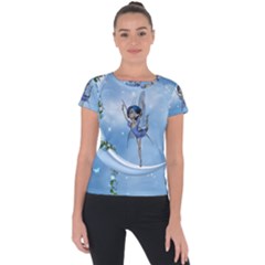 Little Fairy Dancing On The Moon Short Sleeve Sports Top 