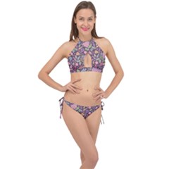 Floral Pattern Cross Front Halter Bikini Set by Valentinaart