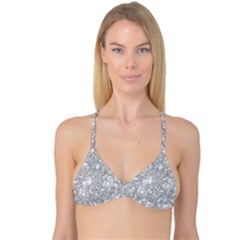 Silver And White Glitters Metallic Finish Party Texture Background Imitation Reversible Tri Bikini Top by genx