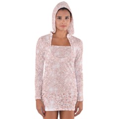 Rose Gold Pink Glitters Metallic Finish Party Texture Imitation Pattern Long Sleeve Hooded T-shirt by genx