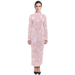 Rose Gold Pink Glitters Metallic Finish Party Texture Imitation Pattern Turtleneck Maxi Dress by genx