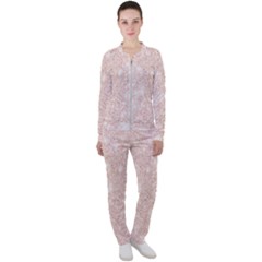 Rose Gold Pink Glitters Metallic Finish Party Texture Imitation Pattern Casual Jacket And Pants Set by genx