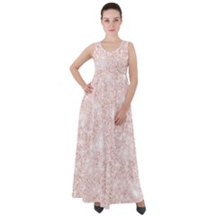 Rose Gold Pink Glitters Metallic Finish Party Texture Imitation Pattern Empire Waist Velour Maxi Dress by genx