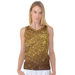 Gold Glitters Metallic Finish Party Texture Background Faux Shine Pattern Women s Basketball Tank Top by genx
