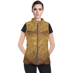 Gold Glitters Metallic Finish Party Texture Background Faux Shine Pattern Women s Puffer Vest by genx