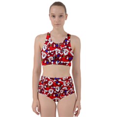 Nicholas Santa Christmas Pattern Racer Back Bikini Set by Wegoenart