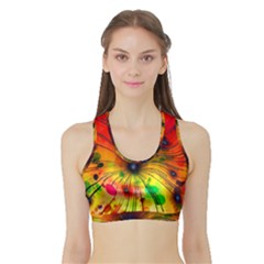 Color Background Structure Lines Sports Bra With Border by Wegoenart