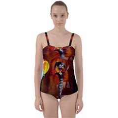 Cute Little Harlequin Twist Front Tankini Set by FantasyWorld7