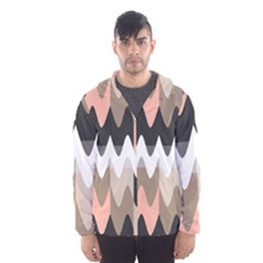 Pattern Abstrait Vagues Rose/noir/taupe Men s Hooded Windbreaker by kcreatif