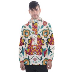 Baatik Print  Men s Front Pocket Pullover Windbreaker by designsbymallika