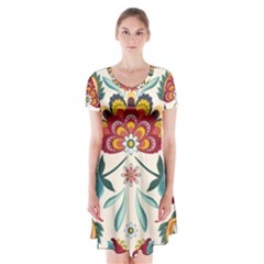 Baatik Print  Short Sleeve V-neck Flare Dress by designsbymallika