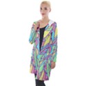 Feathers Pattern Hooded Pocket Cardigan View1