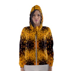 Pattern Wallpaper Background Yellow Amber Black Women s Hooded Windbreaker