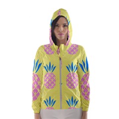 Summer Pineapple Seamless Pattern Women s Hooded Windbreaker by Sobalvarro