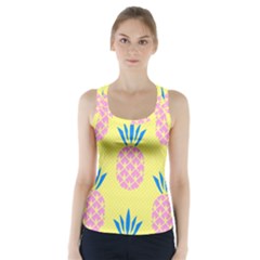 Summer Pineapple Seamless Pattern Racer Back Sports Top by Sobalvarro