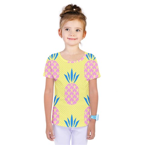 Summer Pineapple Seamless Pattern Kids  One Piece Tee by Sobalvarro