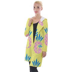 Summer Pineapple Seamless Pattern Hooded Pocket Cardigan by Sobalvarro