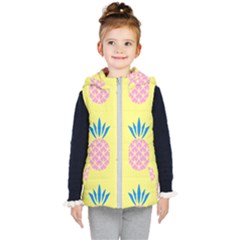 Summer Pineapple Seamless Pattern Kids  Hooded Puffer Vest by Sobalvarro