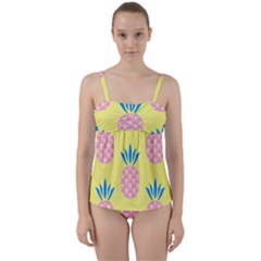 Summer Pineapple Seamless Pattern Twist Front Tankini Set by Sobalvarro