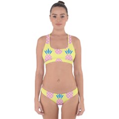 Summer Pineapple Seamless Pattern Cross Back Hipster Bikini Set by Sobalvarro