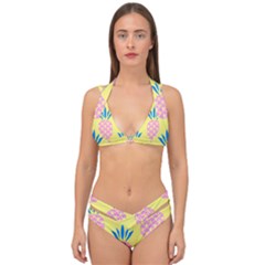 Summer Pineapple Seamless Pattern Double Strap Halter Bikini Set by Sobalvarro