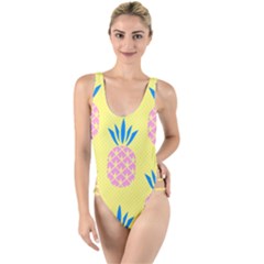 Summer Pineapple Seamless Pattern High Leg Strappy Swimsuit by Sobalvarro