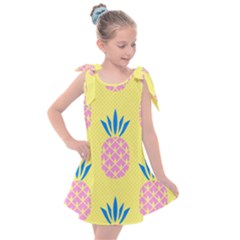 Summer Pineapple Seamless Pattern Kids  Tie Up Tunic Dress by Sobalvarro