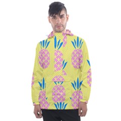 Summer Pineapple Seamless Pattern Men s Front Pocket Pullover Windbreaker by Sobalvarro