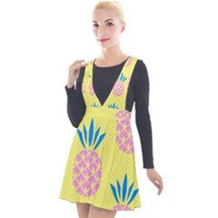 Summer Pineapple Seamless Pattern Plunge Pinafore Velour Dress by Sobalvarro