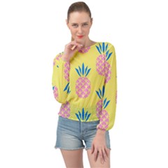 Summer Pineapple Seamless Pattern Banded Bottom Chiffon Top by Sobalvarro