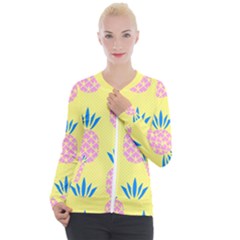 Summer Pineapple Seamless Pattern Casual Zip Up Jacket by Sobalvarro