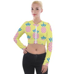 Summer Pineapple Seamless Pattern Long Sleeve Cropped Velvet Jacket by Sobalvarro