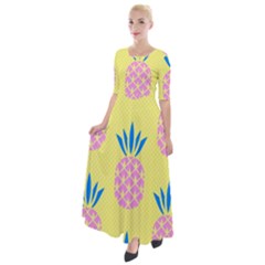 Summer Pineapple Seamless Pattern Half Sleeves Maxi Dress by Sobalvarro