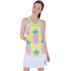 Summer Pineapple Seamless Pattern Racer Back Mesh Tank Top by Sobalvarro