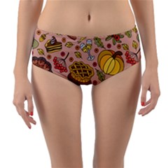 Thanksgiving Pattern Reversible Mid-waist Bikini Bottoms by Sobalvarro