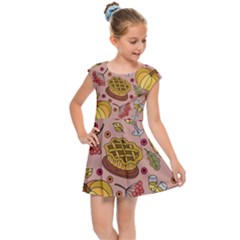 Thanksgiving Pattern Kids  Cap Sleeve Dress by Sobalvarro