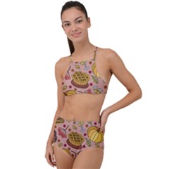 Thanksgiving Pattern High Waist Tankini Set by Sobalvarro