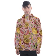 Thanksgiving Pattern Men s Front Pocket Pullover Windbreaker by Sobalvarro