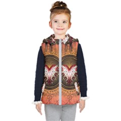 Awesome Dark Heart With Skulls Kids  Hooded Puffer Vest by FantasyWorld7