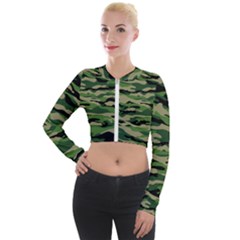 Camouflage Long Sleeve Cropped Velvet Jacket by designsbymallika