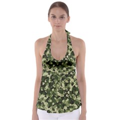 Dark Green Camouflage Army Babydoll Tankini Top by McCallaCoultureArmyShop
