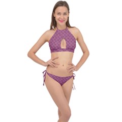 Heart Face Mauve Cross Front Halter Bikini Set by snowwhitegirl