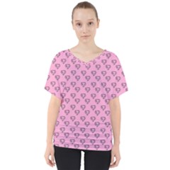 Heart Face Pink V-neck Dolman Drape Top