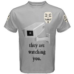 Anonymous They Are Watching You  Grey Men s Cotton Tee by myuique