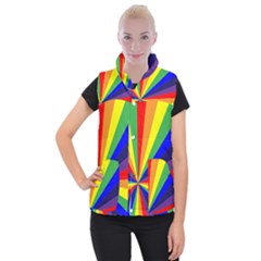 Rainbow Pattern Women s Button Up Vest by designsbymallika