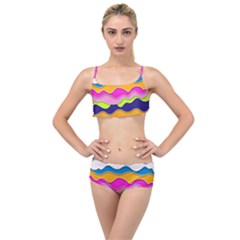 Bubble Liquid Print Layered Top Bikini Set by designsbymallika